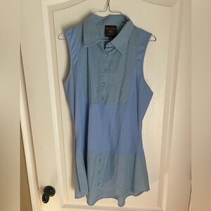Undercover Agent by Kathleen Kirkwood size L light blue collar tank, new